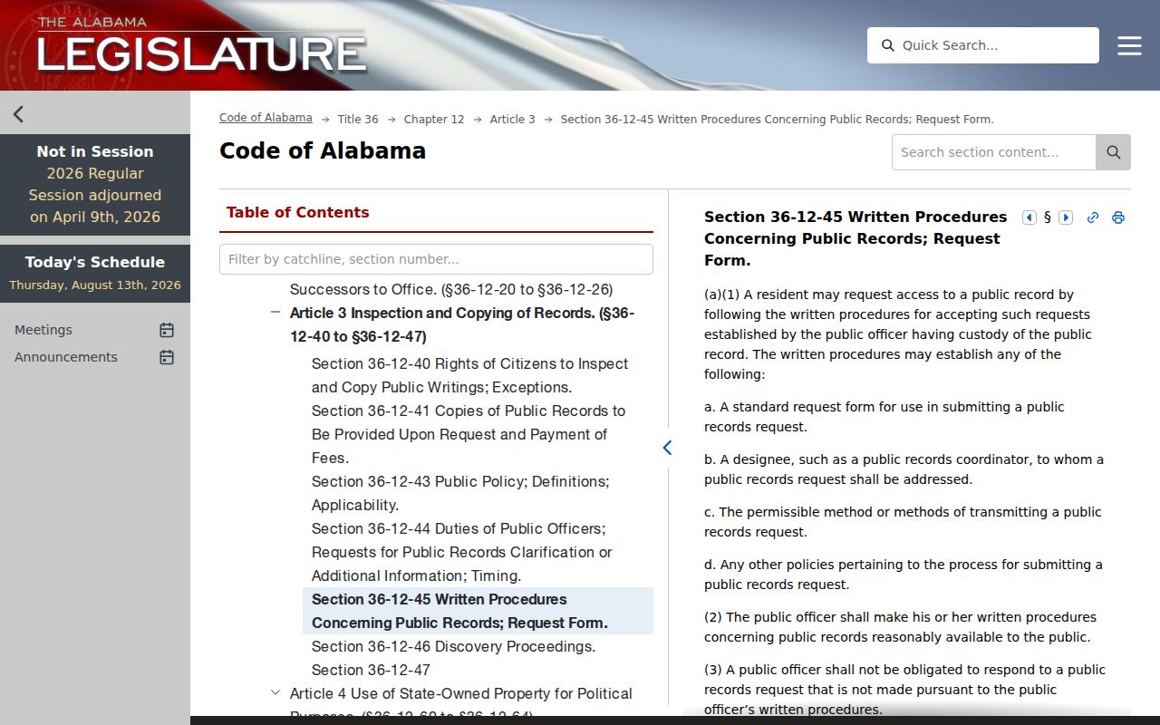 Clay County court record request procedure under Alabama law