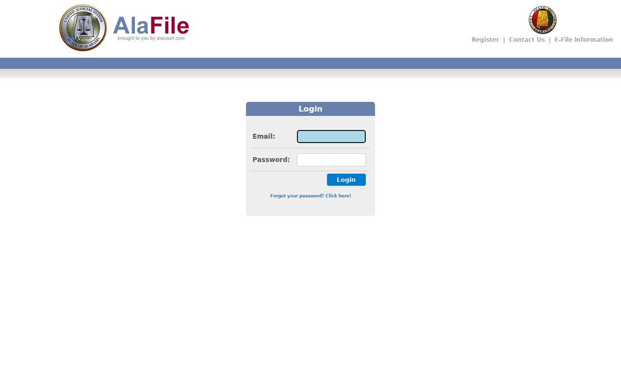 Clay County case lookup distinction shown by the AlaFile login
