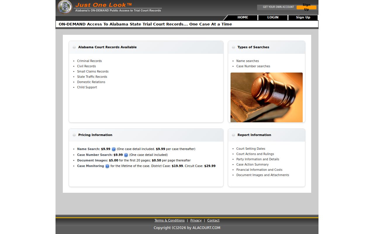 Clay County case lookup on the Just One Look search page