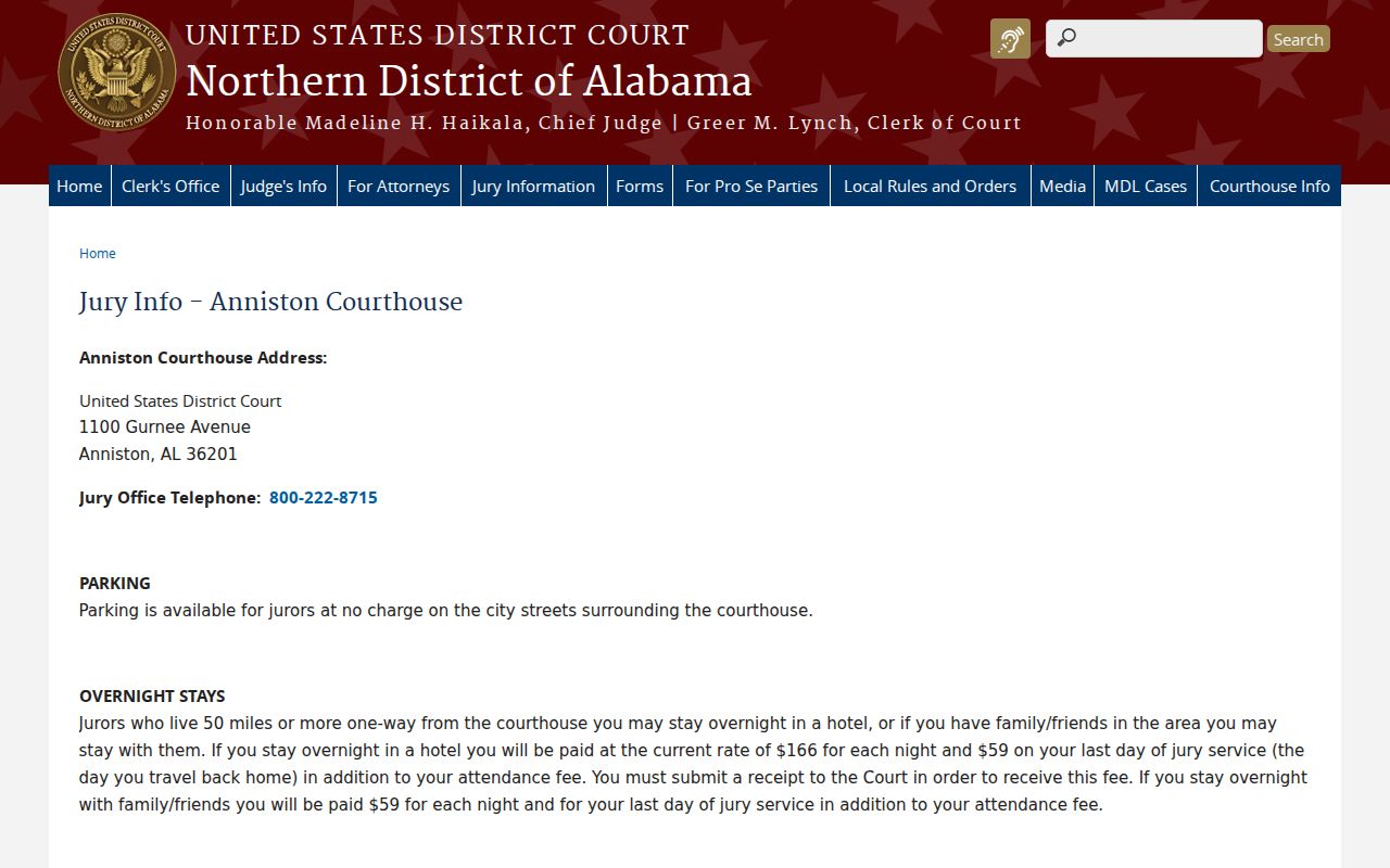 Anniston federal courthouse separate from Clay County traffic ticket courts